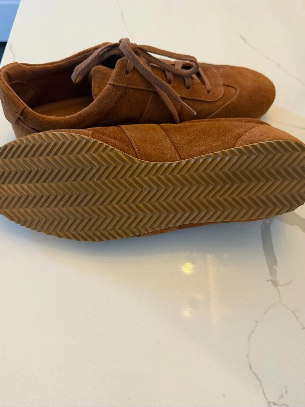Reformation Chestnut Brown Suede Lace-Up Sneakers